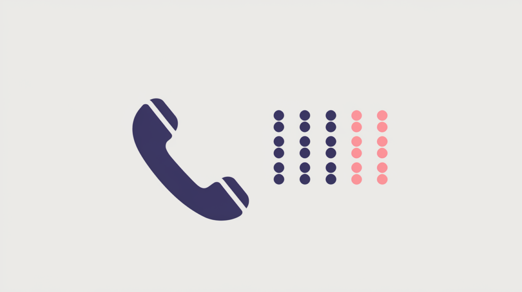 Abstract illustration of a US phone-number pattern detected in a page contact area, in RankGear indigo and coral.